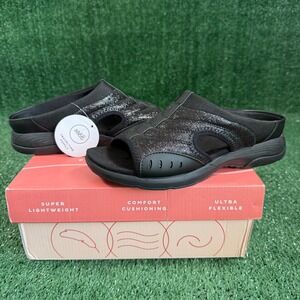 Easy Spirit Traciee Black Glitter Comfort Cushioning Slip On Slides Women's 8M